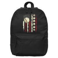 Patriotic Baseball 4th Of July Usa American Flag Vintage Baseball American Flag 16 in Basic Backpack