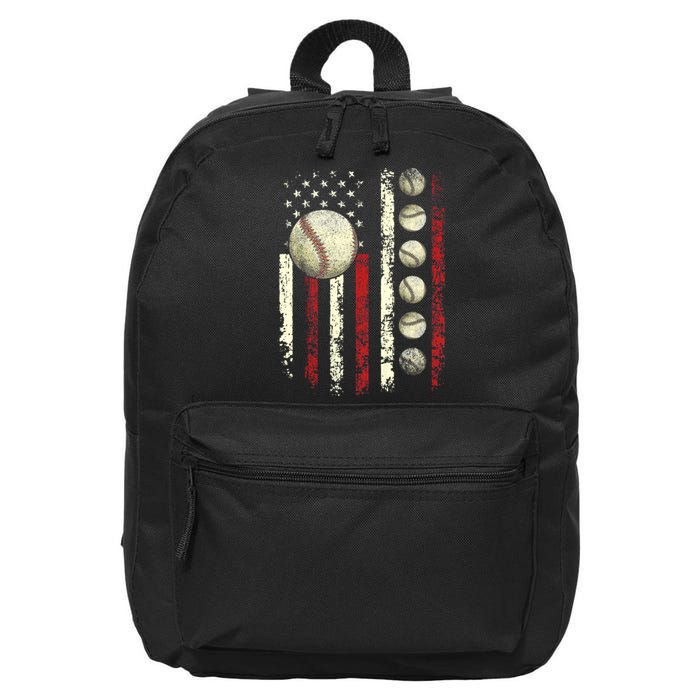 Patriotic Baseball 4th Of July Usa American Flag Vintage Baseball American Flag 16 in Basic Backpack