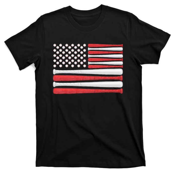 Patriotic Baseball 4th Of July Usa American Flag Vintage Baseball American Flag T-Shirt