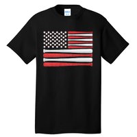 Patriotic Baseball 4th Of July Usa American Flag Vintage Baseball American Flag Tall T-Shirt