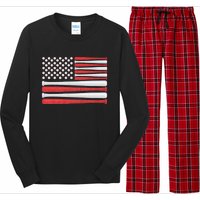 Patriotic Baseball 4th Of July Usa American Flag Vintage Baseball American Flag Long Sleeve Pajama Set