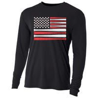 Patriotic Baseball 4th Of July Usa American Flag Vintage Baseball American Flag Cooling Performance Long Sleeve Crew