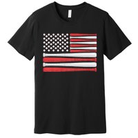 Patriotic Baseball 4th Of July Usa American Flag Vintage Baseball American Flag Premium T-Shirt