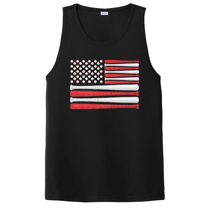 Patriotic Baseball 4th Of July Usa American Flag Vintage Baseball American Flag PosiCharge Competitor Tank