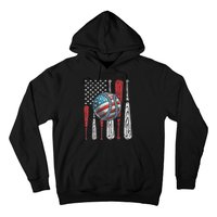 Patriotic Baseball 4th Of July Usa American Flag Vintage Baseball American Flag Hoodie