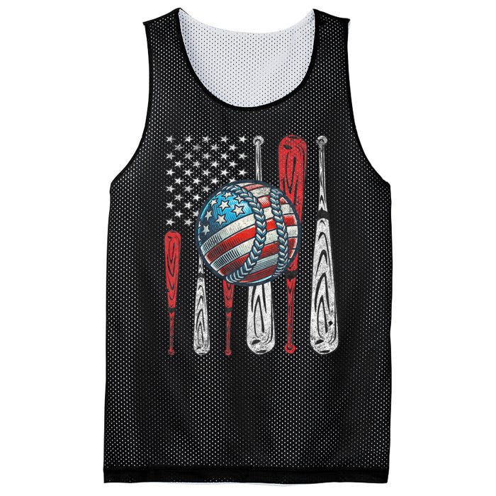 Patriotic Baseball 4th Of July Usa American Flag Vintage Baseball American Flag Mesh Reversible Basketball Jersey Tank