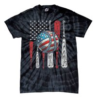 Patriotic Baseball 4th Of July Usa American Flag Vintage Baseball American Flag Tie-Dye T-Shirt