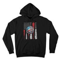 Patriotic Baseball 4th Of July Usa American Flag Vintage Baseball American Flag Tall Hoodie