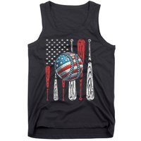 Patriotic Baseball 4th Of July Usa American Flag Vintage Baseball American Flag Tank Top