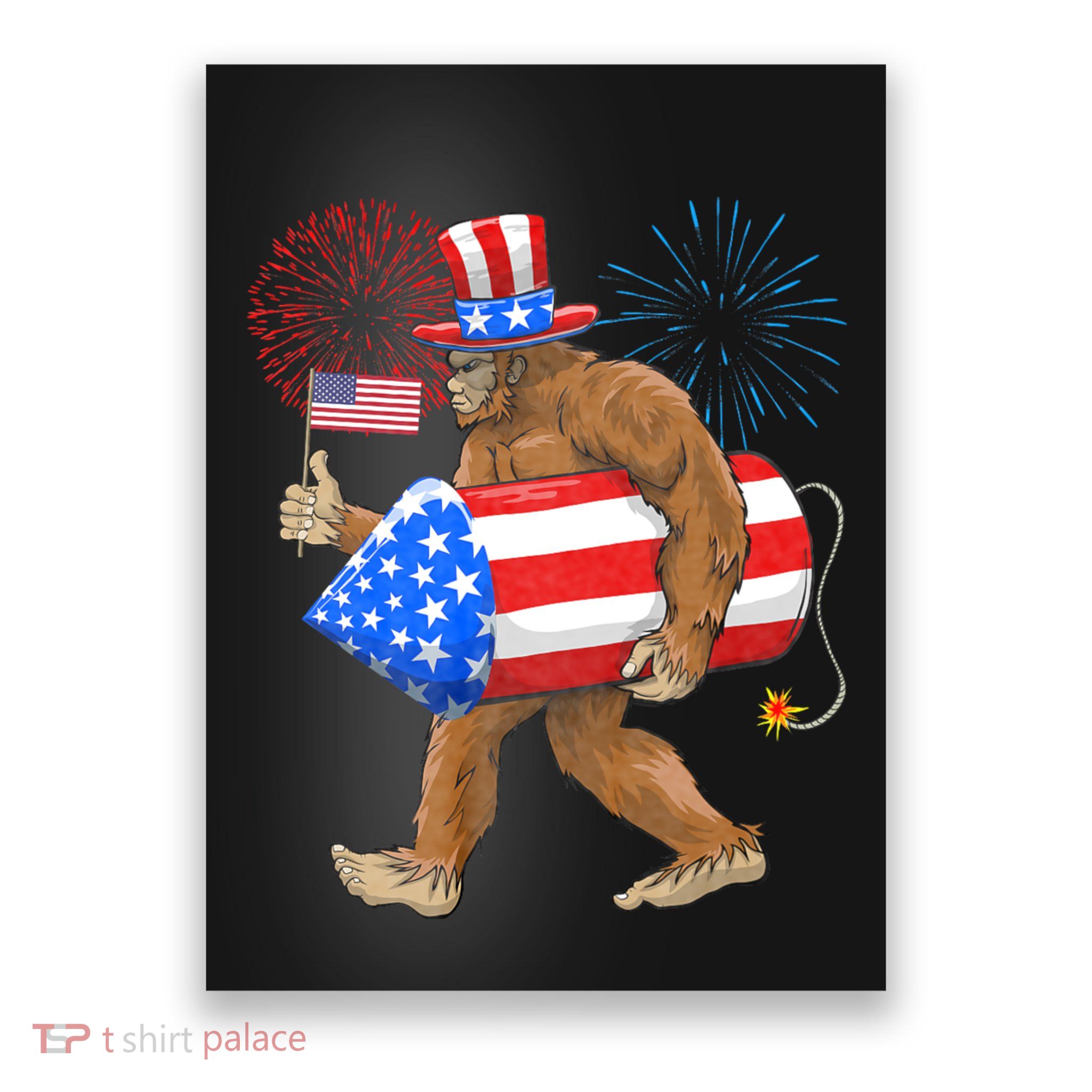 Patriotic Bigfoot 4th Of July American Flag Sasquatch Poster