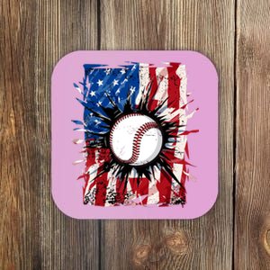 Patriotic Baseball 4th Of July Usa American Flag Boy Coaster