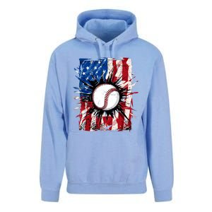 Patriotic Baseball 4th Of July Usa American Flag Boy Unisex Surf Hoodie