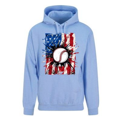 Patriotic Baseball 4th Of July Usa American Flag Boy Unisex Surf Hoodie