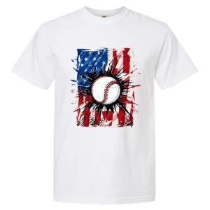 Patriotic Baseball 4th Of July Usa American Flag Boy Garment-Dyed Heavyweight T-Shirt