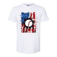 Patriotic Baseball 4th Of July Usa American Flag Boy Softstyle CVC T-Shirt