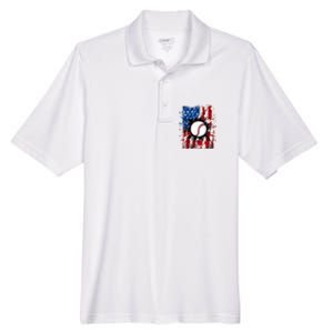 Patriotic Baseball 4th Of July Usa American Flag Boy Men's Origin Performance Pique Polo