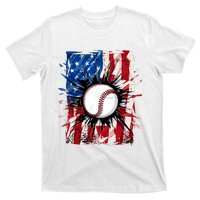 Patriotic Baseball 4th Of July Usa American Flag Boy T-Shirt