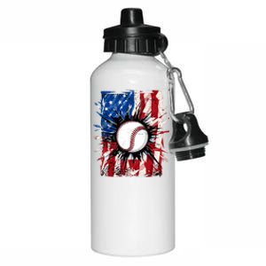 Patriotic Baseball 4th Of July Usa American Flag Boy Aluminum Water Bottle