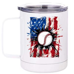 Patriotic Baseball 4th Of July Usa American Flag Boy 12 oz Stainless Steel Tumbler Cup