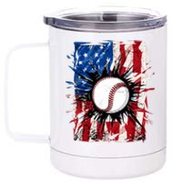 Patriotic Baseball 4th Of July Usa American Flag Boy 12 oz Stainless Steel Tumbler Cup