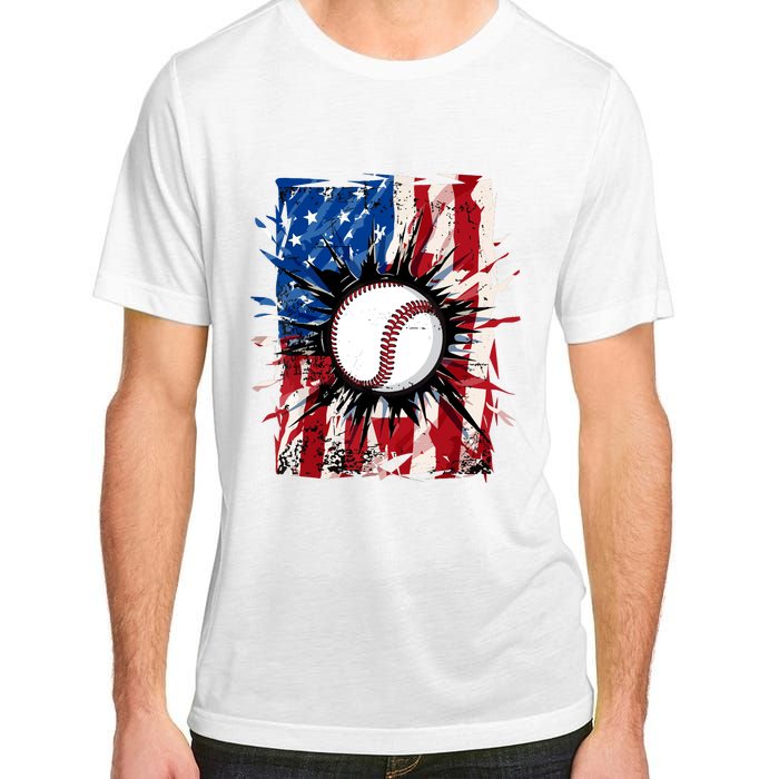 Patriotic Baseball 4th Of July Usa American Flag Boy Adult ChromaSoft Performance T-Shirt