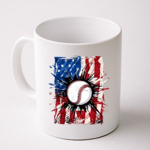 Patriotic Baseball 4th Of July Usa American Flag Boy Coffee Mug