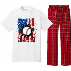 Patriotic Baseball 4th Of July Usa American Flag Boy Pajama Set