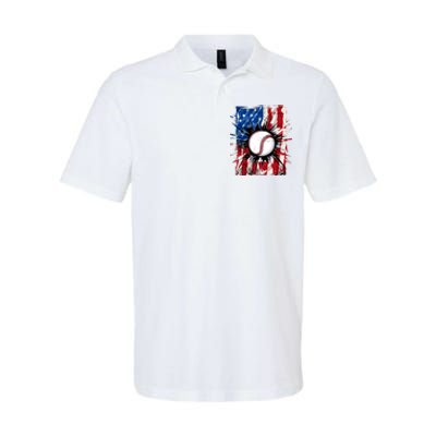 Patriotic Baseball 4th Of July Usa American Flag Boy Softstyle Adult Sport Polo