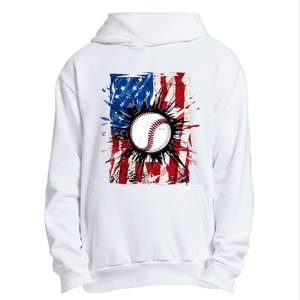 Patriotic Baseball 4th Of July Usa American Flag Boy Urban Pullover Hoodie