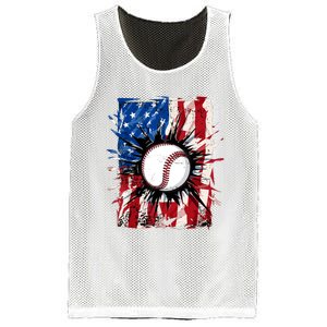 Patriotic Baseball 4th Of July Usa American Flag Boy Mesh Reversible Basketball Jersey Tank