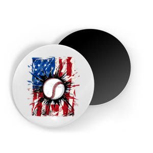 Patriotic Baseball 4th Of July Usa American Flag Boy Magnet