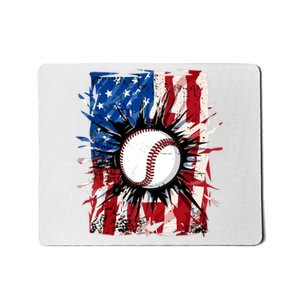 Patriotic Baseball 4th Of July Usa American Flag Boy Mousepad