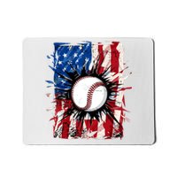 Patriotic Baseball 4th Of July Usa American Flag Boy Mousepad