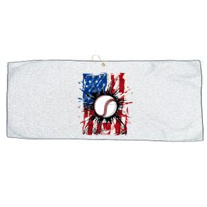 Patriotic Baseball 4th Of July Usa American Flag Boy Large Microfiber Waffle Golf Towel