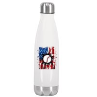 Patriotic Baseball 4th Of July Usa American Flag Boy Stainless Steel Insulated Water Bottle