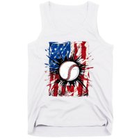 Patriotic Baseball 4th Of July Usa American Flag Boy Tank Top