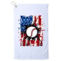 Patriotic Baseball 4th Of July Usa American Flag Boy Platinum Collection Golf Towel