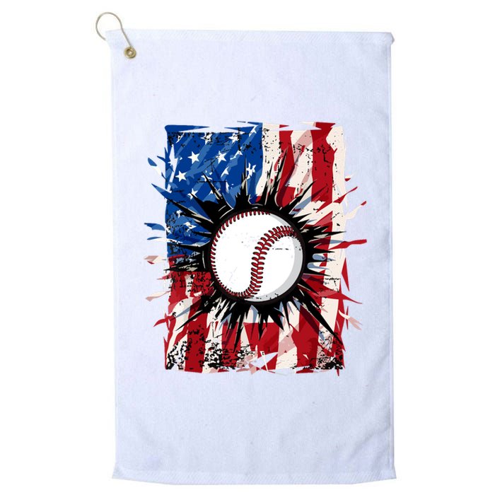 Patriotic Baseball 4th Of July Usa American Flag Boy Platinum Collection Golf Towel