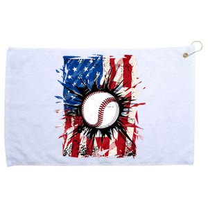 Patriotic Baseball 4th Of July Usa American Flag Boy Grommeted Golf Towel