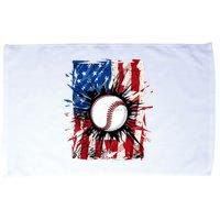 Patriotic Baseball 4th Of July Usa American Flag Boy Microfiber Hand Towel