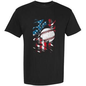 Patriotic Baseball 4th Of July USA American Flag Garment-Dyed Heavyweight T-Shirt