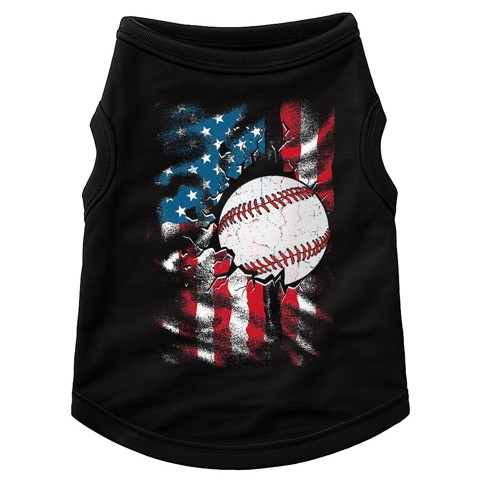 Patriotic Baseball 4th Of July USA American Flag Doggie Tank