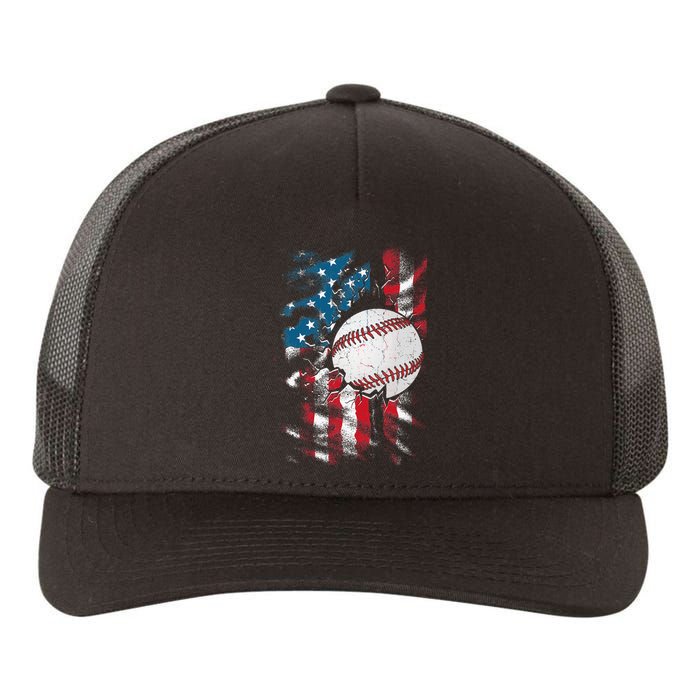 Patriotic Baseball 4th Of July USA American Flag Yupoong Adult 5-Panel Trucker Hat