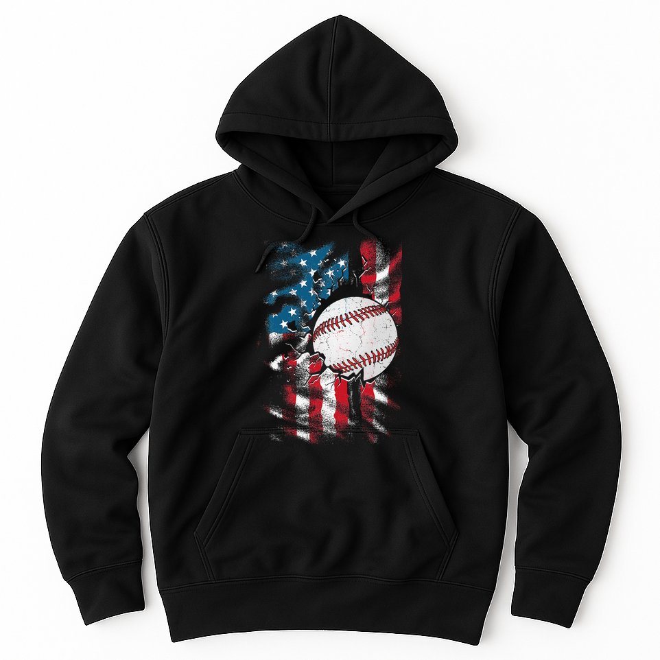 Patriotic Baseball 4th Of July USA American Flag Hoodie