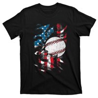 Patriotic Baseball 4th Of July USA American Flag T-Shirt