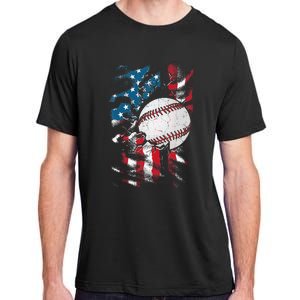 Patriotic Baseball 4th Of July USA American Flag Adult ChromaSoft Performance T-Shirt