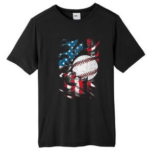 Patriotic Baseball 4th Of July USA American Flag Tall Fusion ChromaSoft Performance T-Shirt