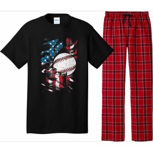 Patriotic Baseball 4th Of July USA American Flag Pajama Set