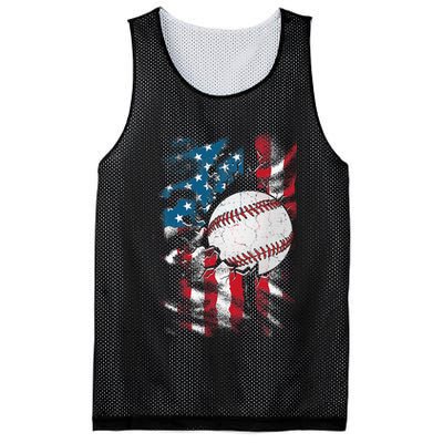 Patriotic Baseball 4th Of July USA American Flag Mesh Reversible Basketball Jersey Tank