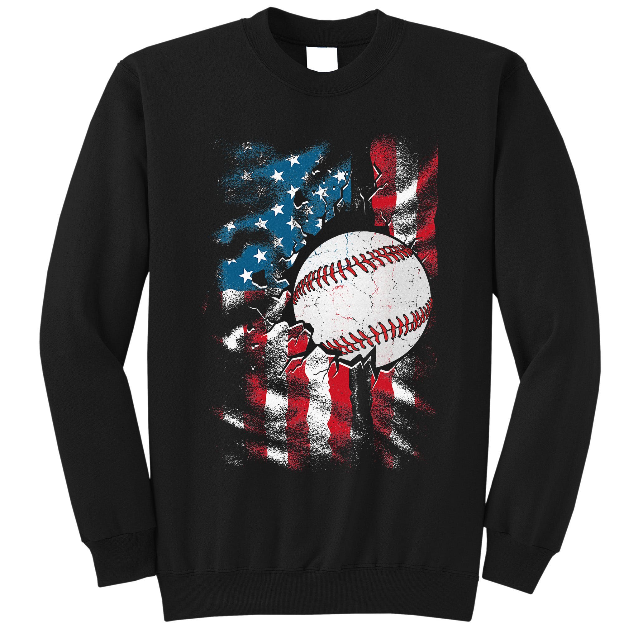 Patriotic Baseball 4th Of July USA American Flag Tall Sweatshirt